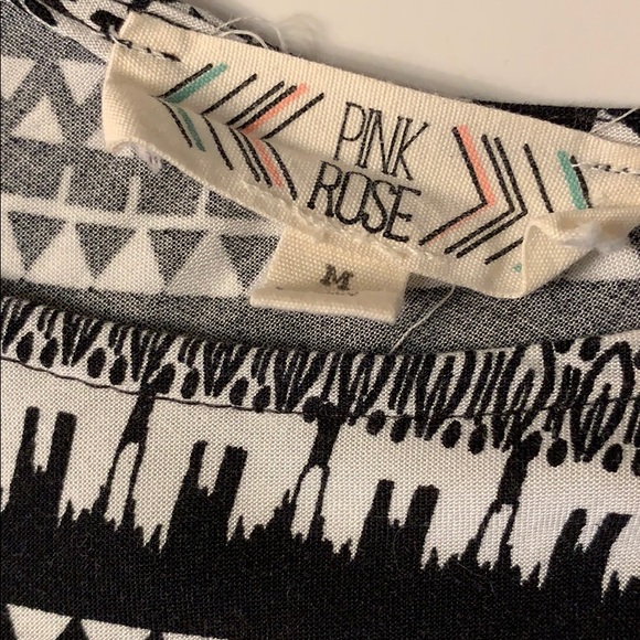 Pink Rose Black and White Cap-Sleeve Blouse - Picture 3 of 3